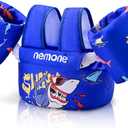 Nemone Toddler Swim Vest for 22-70 lbs Kids Floaties Swim Jacket with Arm Water Wings for Girls Boys 1 2 3 4 5 6 7 Years Old Beach Pool 20 30 40 50 60 66 Pounds Puddle Jumper (Cool Shark)