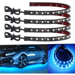 12V Led Light Strip 32CM Waterproof Ice Blue Led Strip Lights for Cars Motorcycles Golf Cart Interior & Exterior Marine Boat 5050 18SMD,Pack of 4