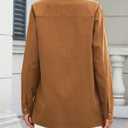 CiCiBird Women's Oversized Utility Shacket Jacket Button Down Long Sleeve Shirt Coat with Pockets 2025 Fall Fashion (Brown)