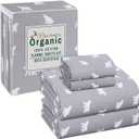 RUVANTI Flannel Sheets Queen Size - GOTS Certified 100% Organic Cotton, 4 Piece Warm, Soft & Breathable Set, Deep Pocket Snug Fit, Double Brushed Cozy All Season Bedding, Baby Bear