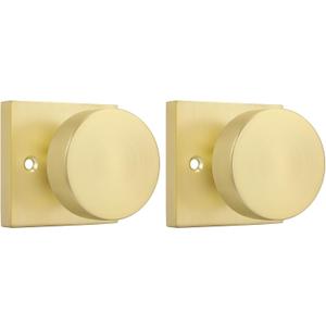 Haidms Brushed Gold Dummy Door Knobs, Half Brushed Brass No-Turning Dummy Knob for Closet Doors, Zinc-Alloy Single-Sided Door Locks (2 Pieces/1 Pair) (1 Pack)