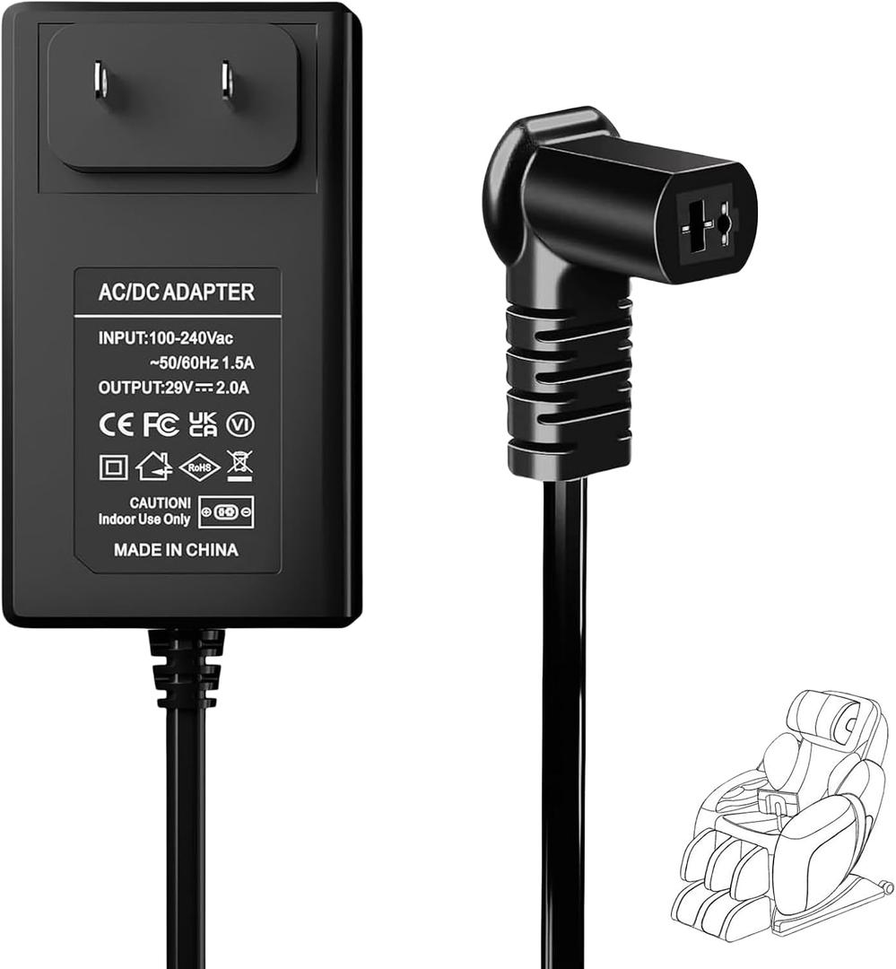 Power Recliner Power Supply, Electric Recliner Power Cord, fits Lifting Chairs Recliner Sofas,29V 2A Wall Plug-in tilt Adjuster Power AC/DC Power Supply, Suitable for Most Models ZB-H290020A-C