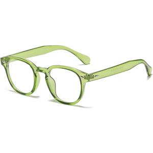 NIDOVIX Retro Round Blue Light Blocking Glasses for Men Women, Vintage Frame Non-prescription Computer Reading Eyeglasses (01 Light Green)