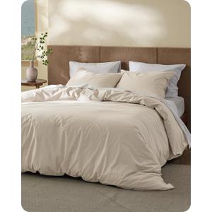 Bedsure Cotton Duvet Cover Oversized King - Luxury Slub Weave 100% Cotton Duvet Cover Set, PureWoven Bedding Set with a Linen Like Textured, Easy Change, Ivory, 120" x 98" (04 - Slub Ivory (No Comforter))