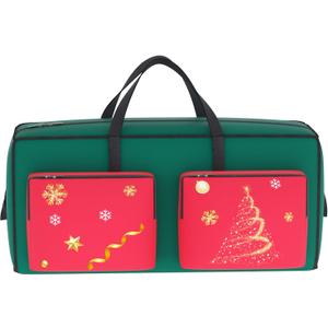 9FT Christmas Tree Storage Bag 600D Oxford Extra Large Christmas Tree Bags for Christmas Trees Two Large Pockets Tree Storage Box with Reinforced Handles Heavy Duty Storage Bag for Xmas Tree (Red and Green)
