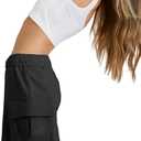 Fisoew Sweat Shorts for Women Casual Summer Drawstring Cargo Short Athletic Running Workout Baggy Shorts (Black, M)