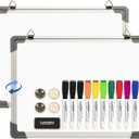 Small Dry Erase Board for Wall, 16" x 12" Double-Sided Hanging Whiteboard, Dry Erase White Board with 10 Markers, 4 Magnets and 1 Eraser, Portable Whiteboard for Home, Office, School