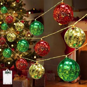 iShabao Battery Operated Christmas Light 13.5ft 20 LED with Timer & 8 Modes Waterproof Christmas Ball Ornaments String Lights for Xmas Tree Wreath Bush Party Home Garden Indoor Decor (Warm White)