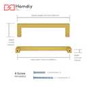 homdiy 5 Inch Brass Cabinet Handles Brushed Brass Cabinet Pulls 10 Pack - Gold Cabinet Pulls Square Gold Pulls Brass Cabinet Hardware for Cabinet, Cupboard, 5'' Hole Centers