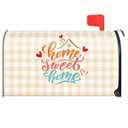 TOUNER Home Sweet Home Mailbox Covers, Orange Yellow Beige Plaid Magnetic Letter Box Wrap, Vintage Sweet Post Letter Box Decor for Outdoor Garden Front Yard, Mailbox Decor Gifts for Friends Neighbors