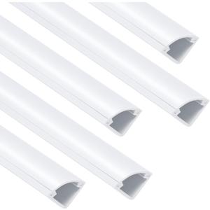 85in Corner Cable Concealer, Corner Cord Hider for One Cord, Wire Covers for Cords, Paintable Corner Cord Cover, Cable Management Channel Cable Raceway for Wall, Floor Baseboard, Ceiling -5 X L17in (Small, White)