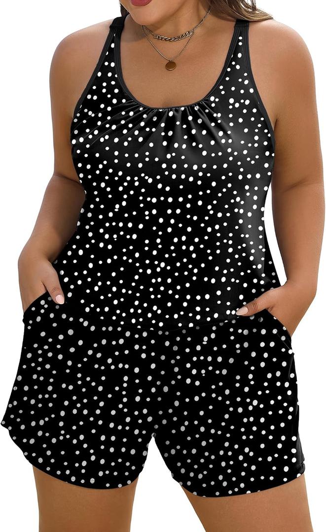 Arolina Women's Plus Size Swim Romper One Piece Swimsuits Modest Bathing Suit with Pockets (Black), Size: 20 Plus