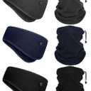 Syhood 6 Pieces Winter Fleece Ear Warmer Headband Ear Muffs Head Wraps with Winter Fleece Neck Warmer Gaiter(Black, Dark Grey, Navy Blue, One Size)
