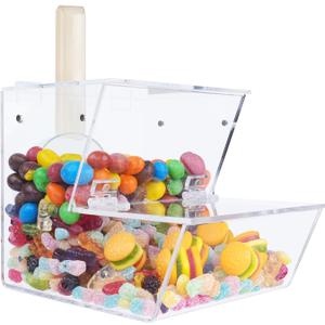 Clear Acrylic Candy Dispenser Bin with Scoop,Magnetic Snack food Storage for Bulk Candy,Cereal,Pet food,Laundry Pods (Transparent)