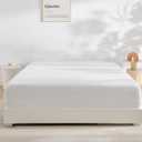 GOKOTTA Fitted Sheet Queen Only,100% Rayon Derived from Bamboo Fitted Sheet,Ultra Soft,Cooling and Breathable Bottom Sheet with 4 Elastic Corner Straps,No Slip,No Pilling,16" Deep Pocket-Bright White