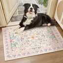 Washable Boho Entryway Rug 2' 3' Pink Green Small Rug Hot Beige Colorful Color Floral Door Mat Indoor Entrance Non-Slip Soft Oriental Vintage Carpet Kitchen Entryway Bedroom Corridors Indoor