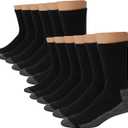Hanes Men's Work Socks, Cushioned Crew Socks, Moisture-Wicking Socks & Odor Control, 12-Pack, 12-14