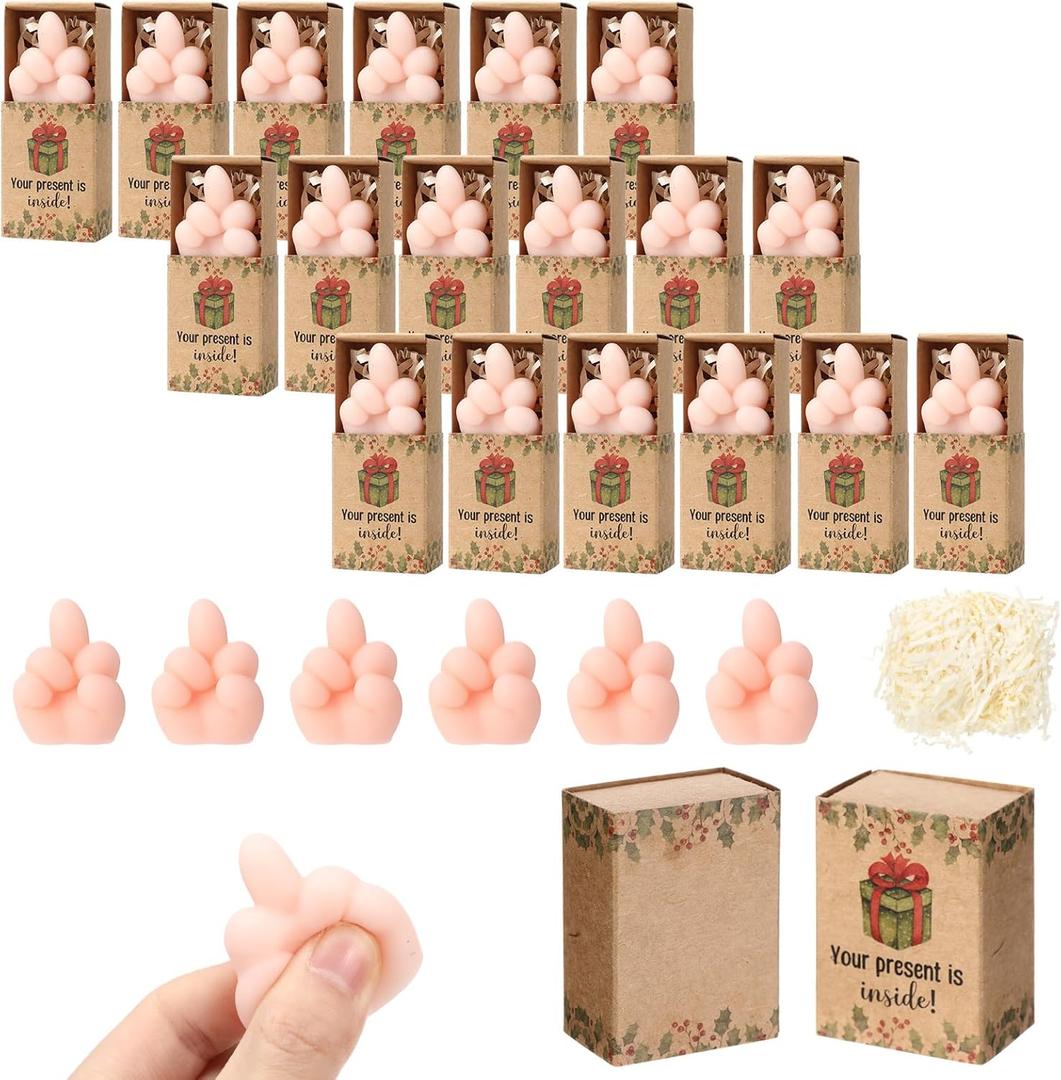 Wettarn 24 Sets Funny Gifts Finger Stress Balls with Gift Boxes Bulk Gag Party Favors for Coworkers Friends Team Office Relief Desk Decor