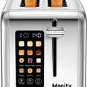Mecity 2 Slice Toaster Touch Screen 1.5" Wide Slot, Stainless Steel Smart Bread Toaster for Bagel Muffin Waffle Gluten Free Breads, Timer, Defrost, Reheat, 120V 825W, Stainless Steel 
