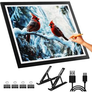 DONPODER A3 Light Pad for Diamond Painting with Stand, Diamond Art Light Board 5500 Lux,Tracing Light Box 10 Levels/Stepless Dimming Diamond Art for Sketching,Animation,Tattoo,Diamond