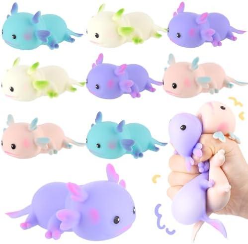 8 Pcs Axolotl SquishiesToys Squeeze Animals Sensory Fidget Stress Relief Toys for Kids Adult Birthday Party Gift Easter Stuffers