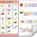 COMIX Magnetic Dry Erase Board, Magnetic ABC Alphabet Chart for Kids, 26" x 17" Adhesive White Board with 156 Pieces ABC Graphic Magnet for Kids at Home Student Classroom