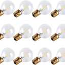G40 Globe Light Replacement Bulbs 1W E17 Intermediate Base LED Filament Bulb Shatterproof & Waterproof Clear Glass- Warm White 2700K - Ideal for Outdoor String Lights in Yard, Garden, Patio,12 Pack