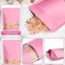 FireKylin 100 Pack Smell Proof Bags 4.7" x 7.9", Resealable Bags with Matte Window, Foil Pouch Stand Up Sealable Bags for PackagingPink