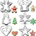 Christmas Cookie Cutters Set - 18 Pieces 6 Shapes - Gingerbread Man, Christmas Tree, Snowflake, Angel, Heart, Five Star - Stainless Steel Metal Biscuit Molds for Winter Holiday Baking Food Party Decor