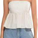Women's Tie Back Cropped Tube Top Cute Floral Strapless Babydoll Peplum Tops Trendy Summer Casual Flowy Bandeau Outfit, XL