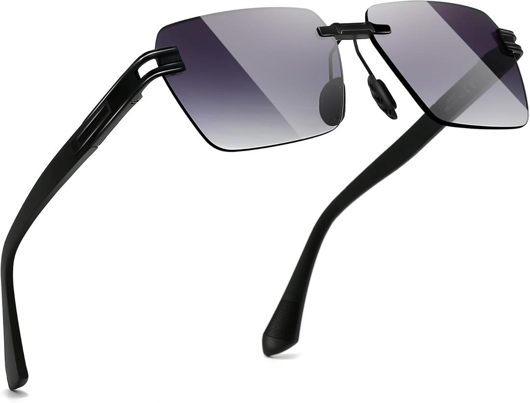 SUNGAIT Rimless Rectangle Sunglasses Square Frameless Shades for Men Women Y2K Vintage UV Protection
