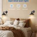 2 x Bailoch Black Vintage Wireless Battery Operated Wall Sconces, Industrial Cordless Battery Powered Led Wall Lights Set of 2, Wall Lamp Fixture Indoor with Remote Control for Bedroom Farmhouse Gallery