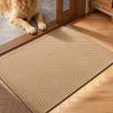 YIHOUSE Indoor Door Mat 20" x 32", Non-Slip Washable Entryway Mat, Dirt Trapper Absorbent Entrance Mat, Low Profile Floor Mat for Front/Back Door, Entryway, Khaki ﻿