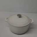 Mueller 6qt Enameled Cast Iron Dutch Oven, Heavy-Duty Casserole and Braiser Pan with Lid and Knob, Oven-Safe up to 500 F & Across All Cooktops, White