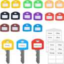 16 Pcs Colored Silicone Key Covers Caps Set with Blank Printed Label,Key Tags Color Identifiers for House Keys, Fit Key Protectors for Easy Organization
