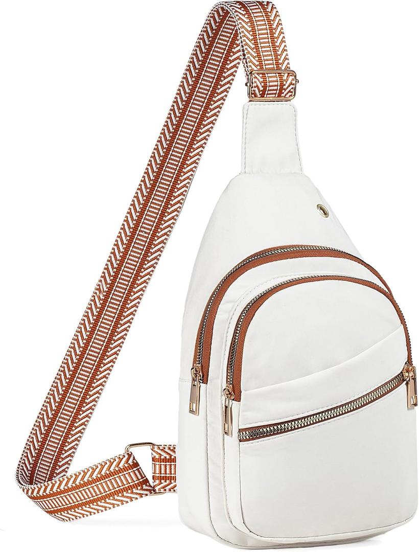 Crossbody Small Sling Backpack Sling Bag for Women, Chest Bag Daypack Crossbody for Travel Sport Running Hiking Z-White Brown