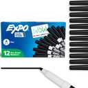 2 x EXPO Dry Erase Markers, Low Odor Ink, Black, Fine Tip, 12 Count - Whiteboard, Calendar, Organization, Essential Supplies for Office, School, Classroom, Teachers