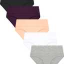 FINETOO Womens Underwear Cotton Cheeky Bikini Mid Rise Stretch Ladies Panties Soft Breathable Underwear Women Pack 5 (XL)