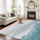 Ocean Beach Large Area Rugs 8x10 ft Summer Waves Gradient Boho Washable Rug Non Slip Indoor Carpet Absorbent Floor Mat for Living Room Bedroom Dining Room,8' x 10' (Rectangular), Pink