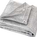 65% Aluminum Foil Shade Cloth with Grommets Mesh Sun Block Fabric Cover Canopy Sun Reflect Pet Shade Garden 8ft x 12ft