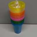 mishunyus 24-Pack 16oz Glow in The Dark Party Cups - Reusable Plastic Cups for Neon Party Decorations, Birthday Celebrations (16th-80th), Weddings, BBQ, Beach & Holiday Events - 7 Vibrant Colors