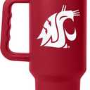 Logo Brands NCAA 40 oz Tumbler with Handle -Stainless Steel Insulated Travel Tumbler with Straw Lid  Powder Coated, Leak-Resistant, Keeps Drinks Hot/Cold  Great for Tailgating, or Everyday Use (Washington State Cougars)