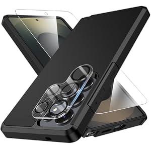 6 x for Samsung Galaxy S25 Ultra Phone case with Tempered Glass Screen Protector+Camera Lens Protector,for Samsungs S25 Ultra Phone case,Silicone Durable Armor for Samsung Galaxy S25 Ultra case (Deep Black)