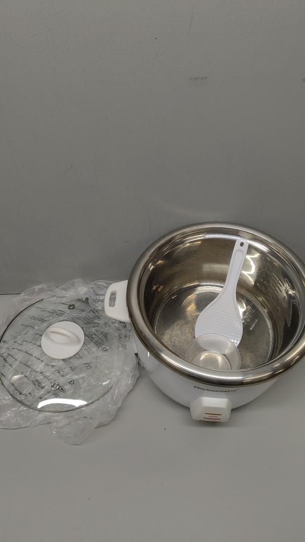 Elite Gourmet ERC-2020 Electric Rice Cooker with Stainless Steel Inner Pot Makes Soups, Stews, Grains, Cereals, Keep Warm Feature, 20 Cups Cooked (10 Cups Uncooked), White