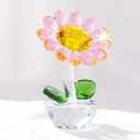 Movdyka Crystal Pink Sunflower Decor Figurine Unique Gifts for Women Mom Birthday Cute Sun Flowers Home Office Table Decor Collectible Crystal Flower Glass Paperweight