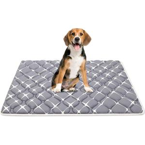 Bubble bear Dog Crate Mat - Ultra Soft, Washable & Anti-Slip Kennel Pad for Small/Medium/Large Dogs, Dark-Hued to Hide Stains (36"x23") (Gray)