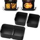 Air Fryer Silicone Liners for Ninja DZ071-3.5qt x2 + 7qt x1- Basket Replacement, Reusable, Dishwasher Safe, BPA Free- Black