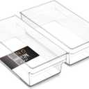 BINO | Plastic Storage Bins, Medium - Shallow | THE HANDLER COLLECTION | Multipurpose Organizer Bins | Kitchen Pantry Organizers and Storage | Clear Containers for Organizing Home | Freezer Organizer (2PK SHALLOW - MEDIUM - 12 x 6 x 4)
