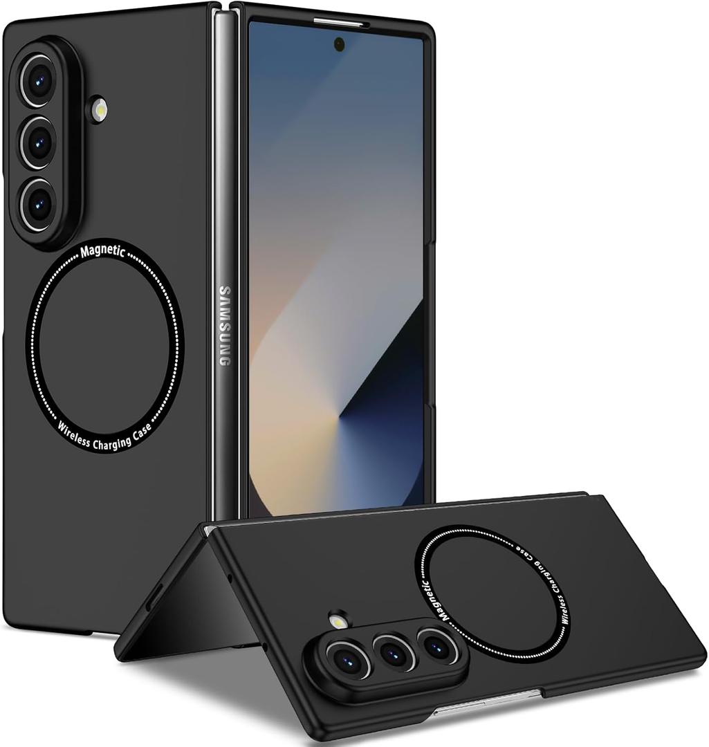 Compatible with Magsafe Case for Samsung Galaxy Z Fold 7, Luxury Magnetic Shockproof Anti Scratch Slim with Hinge Protection Protective Cover for Galaxy Z Fold 7.Case Black