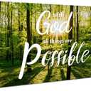 Christian Wall Decor Bible Verse Wall Art With God All Things are Possible Wall Decor Nature Sunrise Forest Painting Religious Canvas Prints Artwork for Living Room Bedroom Home Decoration 20x40"